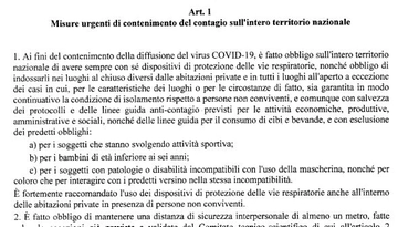 Nuovo Dpcm: il testo firmato in Pdf