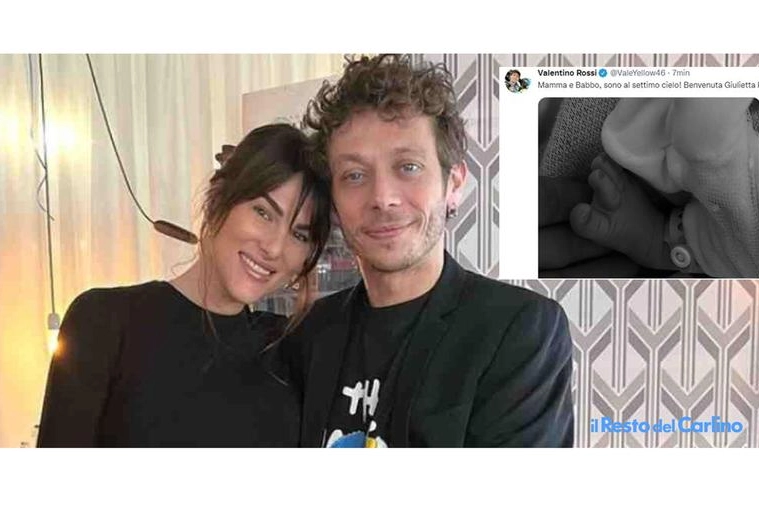 Valentino Rossi e Francesca Sofia Novello sono diventati genitori: è nata Giulietta