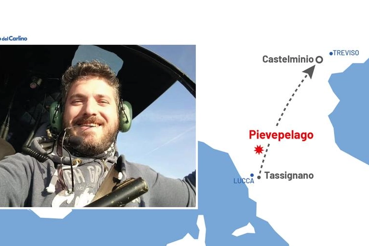 La mappa del tragitto del volo dell'elicottero scomparso in provincia di Modena