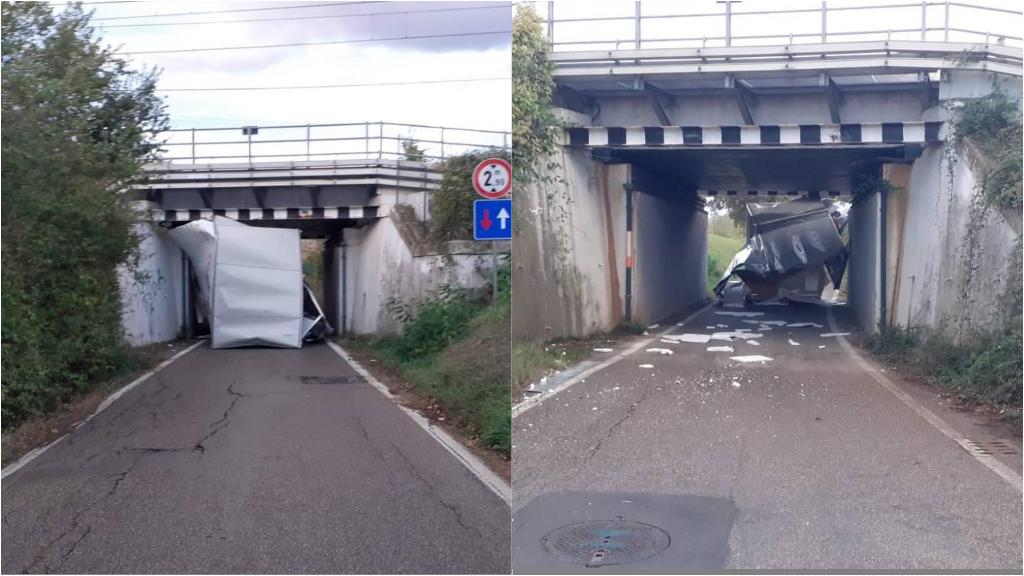 Camion Incastrato Nel Sottopasso Ferroviario: Si Accartoccia, Perde Il ...