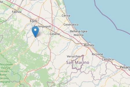 Terremoto con epicentro a Meldola del 13 luglio 2022 (Openstreetmap)