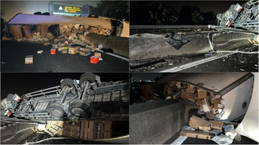 Incidente in A13: tir salta la carreggiata, pacchi di Amazon sparsi in autostrada
