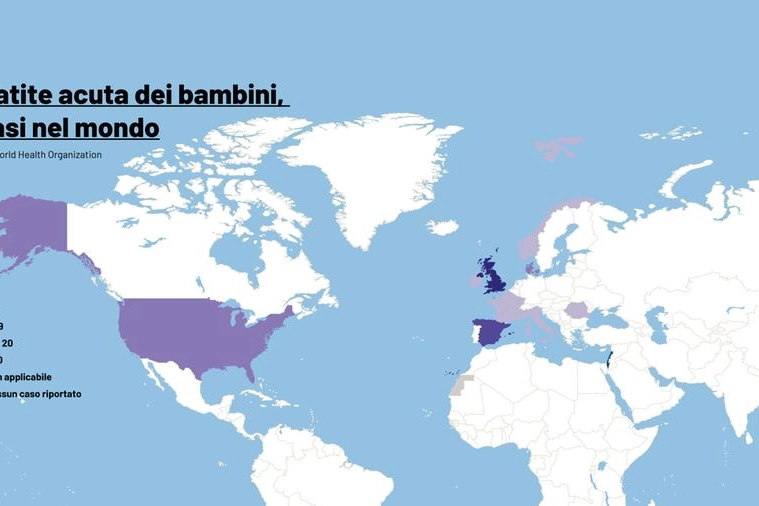 Epatite dei bambini di origine sconosciuta, la mappa dell'Oms