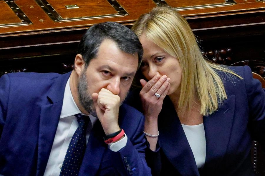 Matteo Salvini e Giorgia Meloni (Ansa)