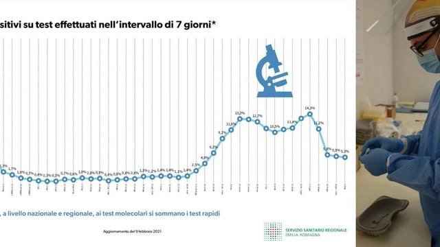 Percentuale positivi su test effettuati - aggiornato al 9 febbraio