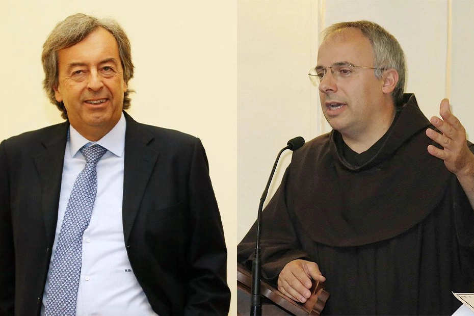 Il virologo Roberto Burioni e Fra’ Pierluigi, Priore del Convento di Monteforentino