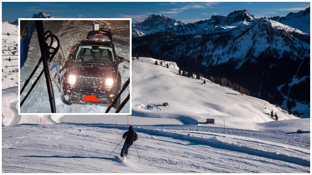 Uno dei fuoristrada immortalato sulle piste da sci di Gallio e Asiago