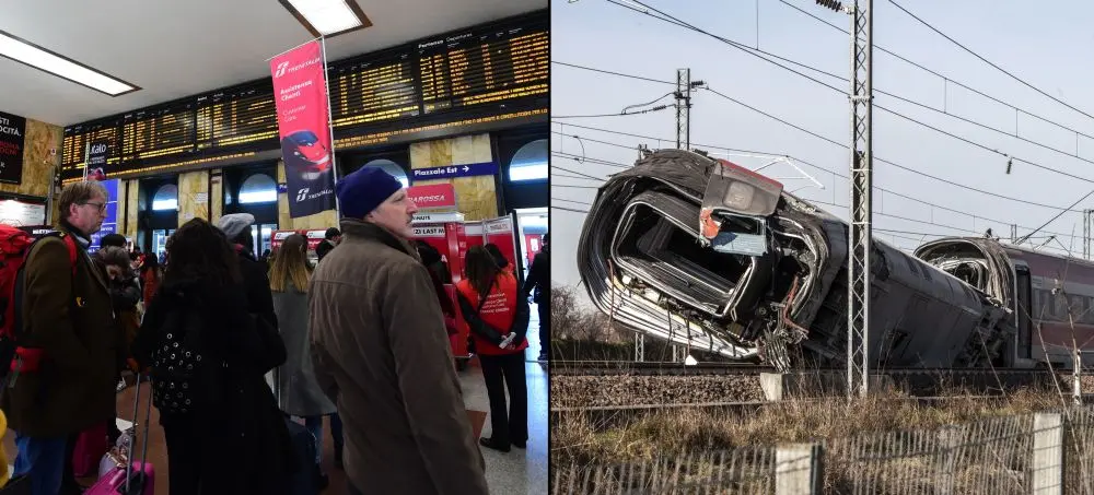 Treno deragliato sulla Milano-Bologna, due morti. Caos treni e ritardi