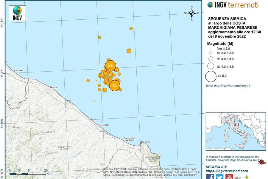 Terremoto, la mappa dell'Ingv