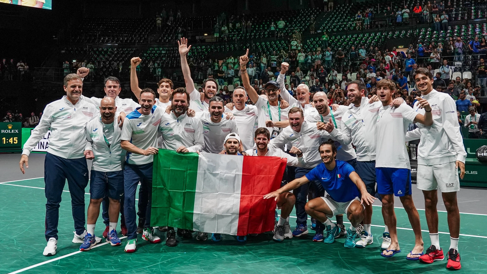 La nazionale italiana di tennis alle Davis Cup Finals disputate all'Unipol arena di Casalecchio di Reno (Bologna) nel settembre 2023