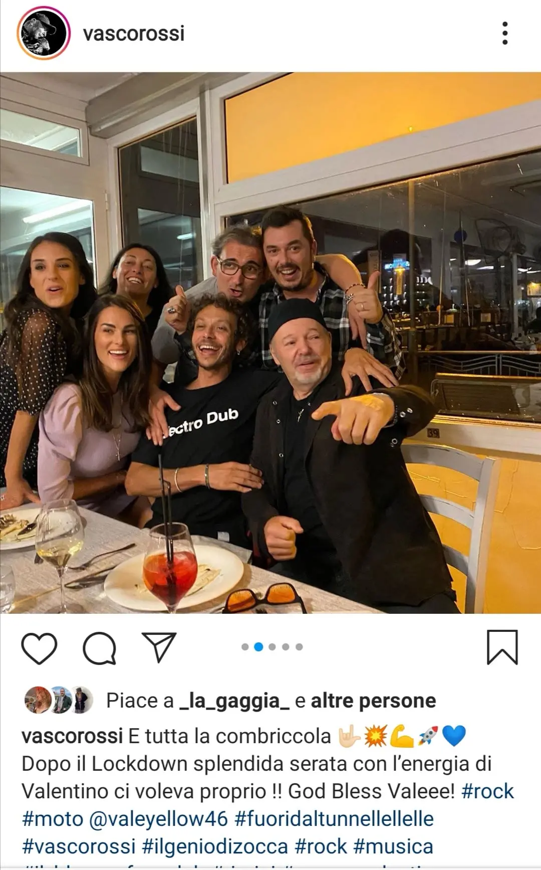 Vasco Rossi e Valentino Rossi a cena insieme in Romagna