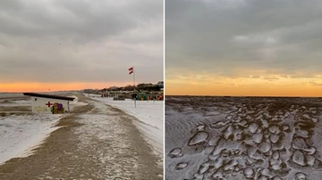 Neve in spiaggia a Cesenatico e Gatteo: risveglio imbiancato e freddo