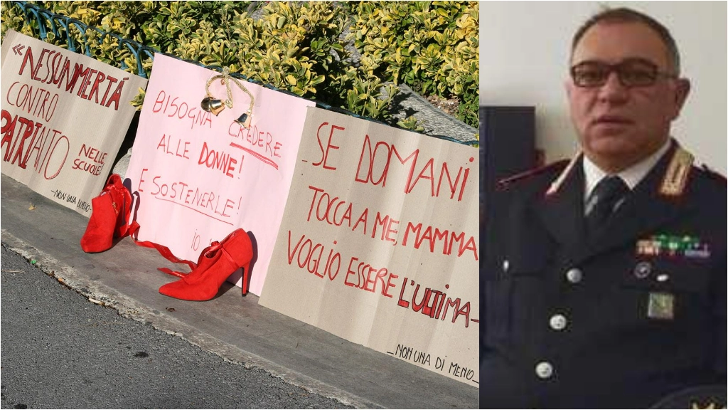 Una manifestazione contro la violenza sulle donne e, a destra, Antonino Barrasso