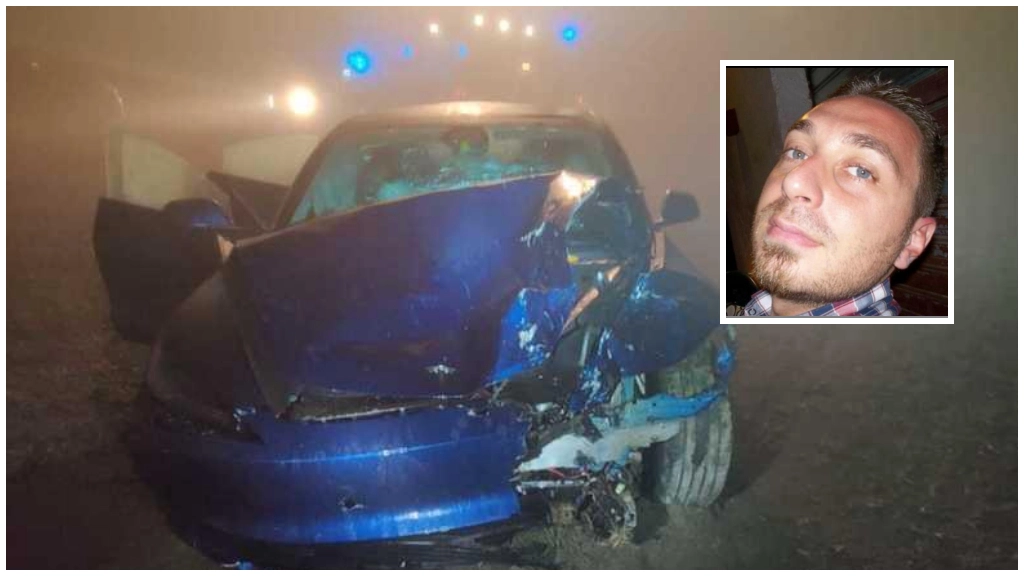 Daniele Caradio, 43 anni, carabiniere in forza al Comando Provinciale e l'auto coinvolta nell'incidente