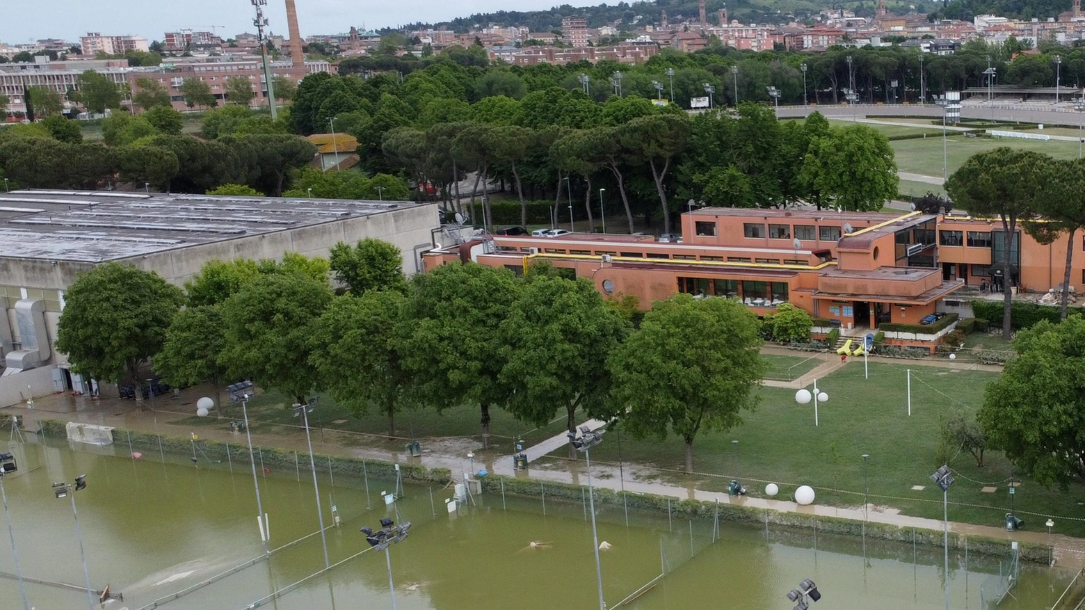 Zona ippodromo nel fango  Gravi danni alle strutture,  cavalli evacuati a Bologna