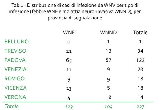 West Nile Veneto, bollettino del 26 agosto 2022 