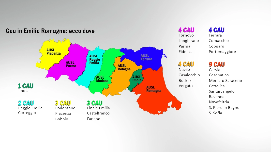 La mappa dei Cau che saranno presenti in Emilia Romagna entro fine anno