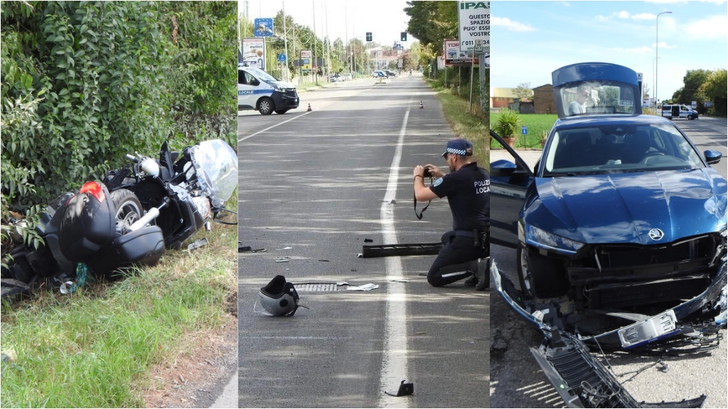 Pauroso incidente a Lugo di Romagna: auto travolge padre e figlia in moto. I rilievi