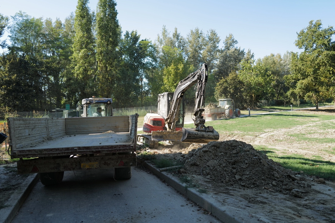 Lavori al parco urbano dopo l'alluvione