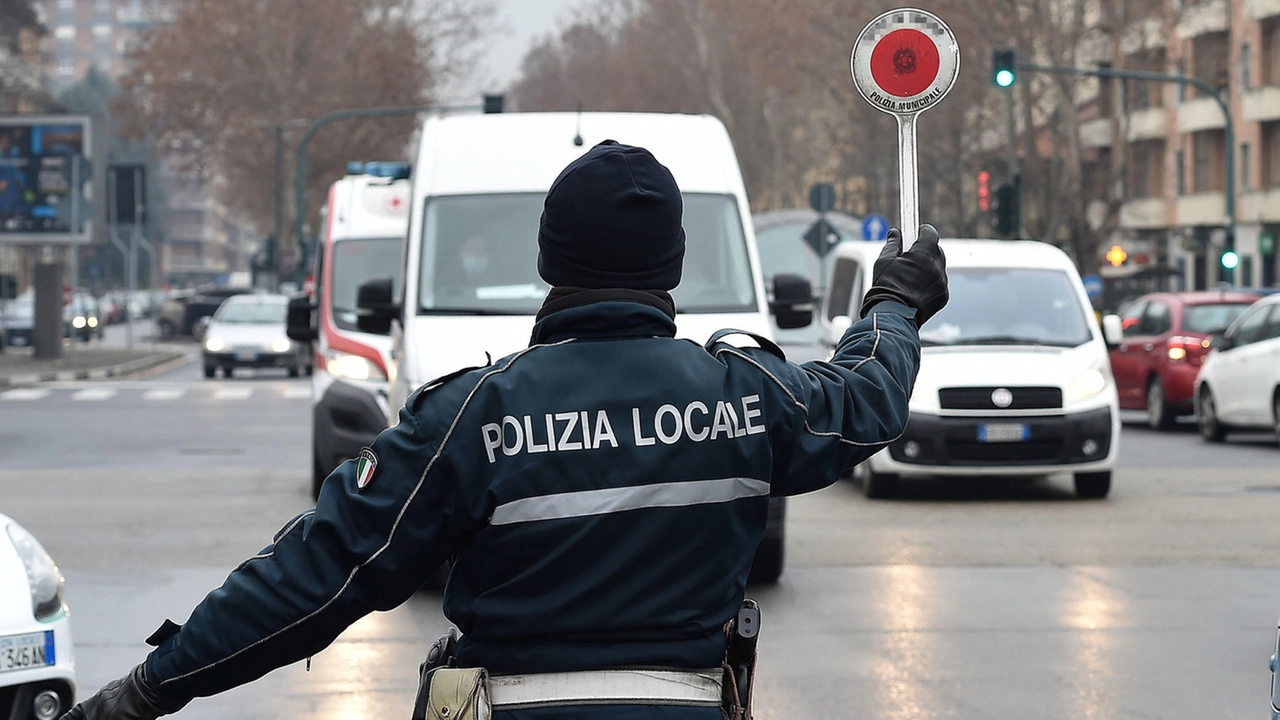 Controlli della polizia municipale per il blocco delle auto per l’alto livello di smog