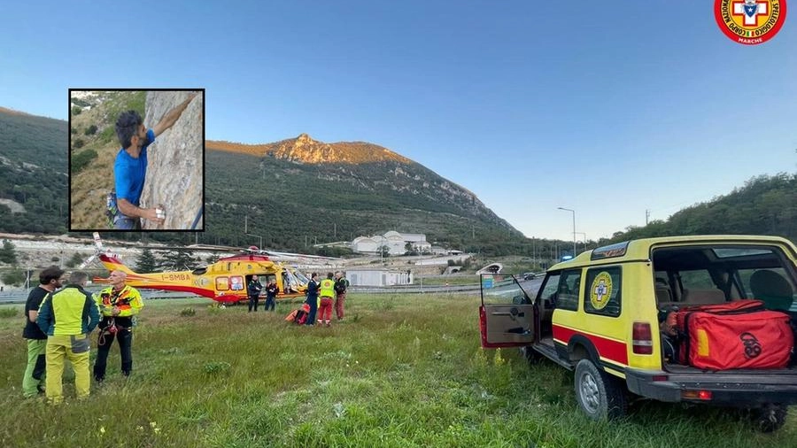 I soccorsi a Genga, nel riquadro la vittima Maurizio Pandolfi