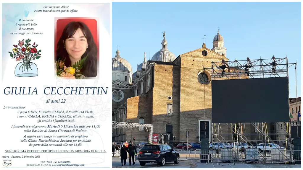 Funerali di Giulia Cecchettin, attese oltre 10mila persone a Padova.  Turetta può guardare la tv e seguire la funzione