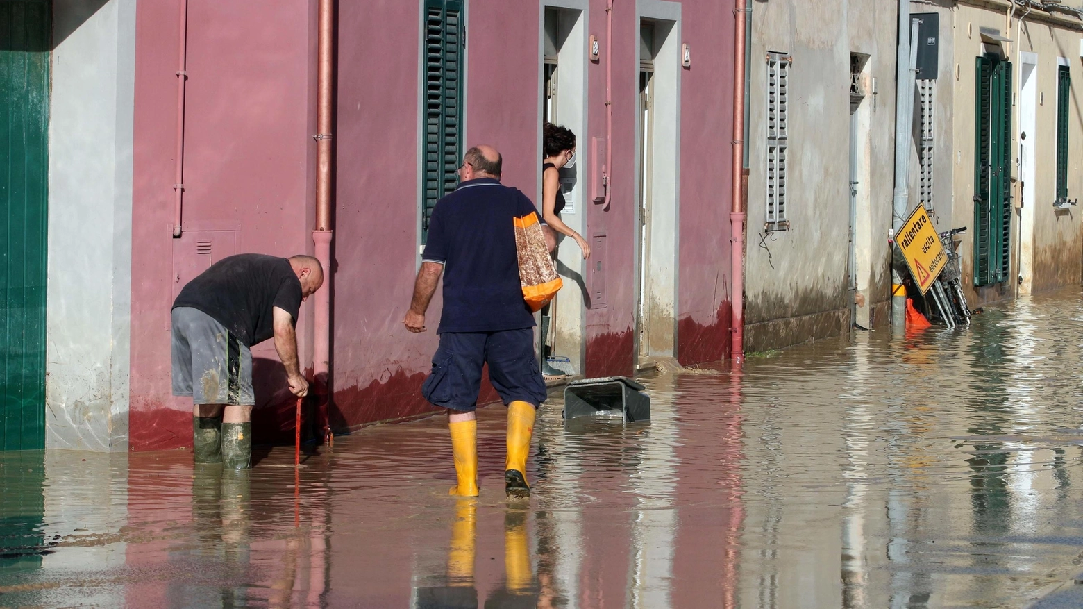 Uno degli abitati invasi dalle acque dei fiumi in piena nel settembre 2022