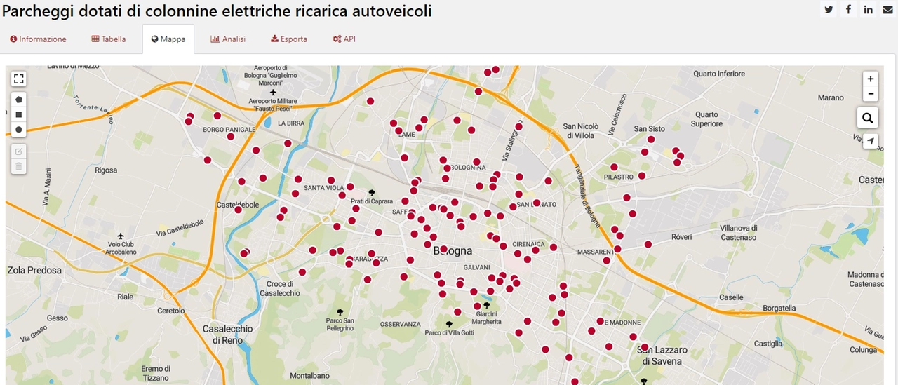 Colonnine per la ricarica delle auto: ecco la mappa a Bologna