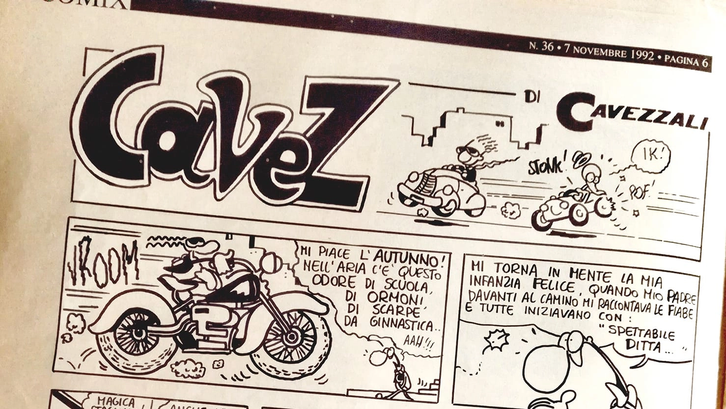 Un vecchio fumetto di Massimo Cavezzali, ripubblicato suoi social dai suoi tanti lettori