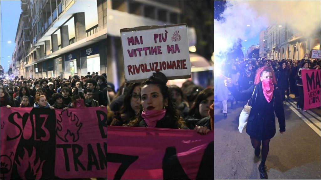 La passeggiata rumorosa di Non una di meno in centro a Bologna