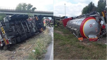 Autocisterna piena di alcol etilico si ribalta: strada chiusa al traffico a Ravenna