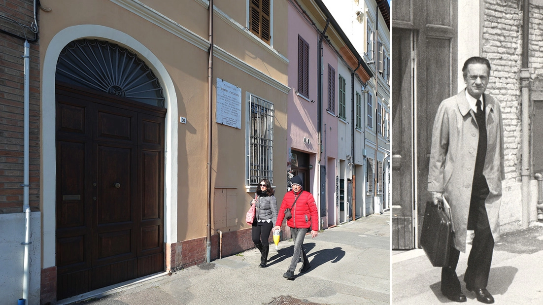 Lla casa della famiglia Zaccagnini in via di Roma. La stessa da cui, nella foto a destra, Zac è appena uscito