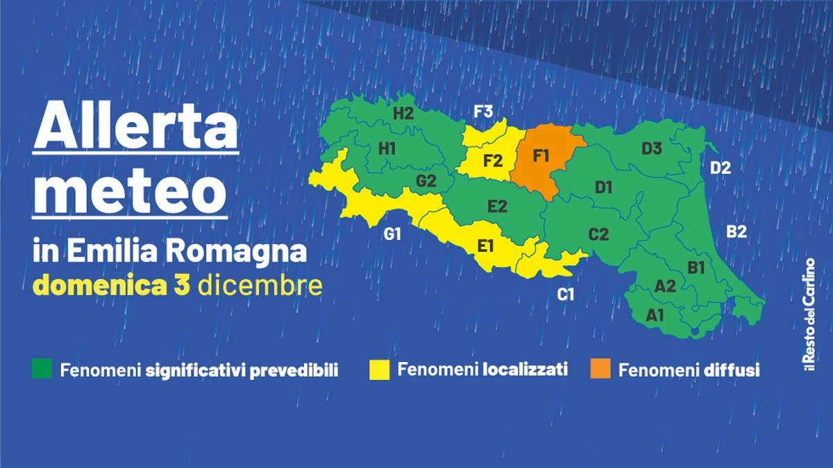 Allerta meteo in Emilia Romagna anche per domenica 3 dicembre 2023