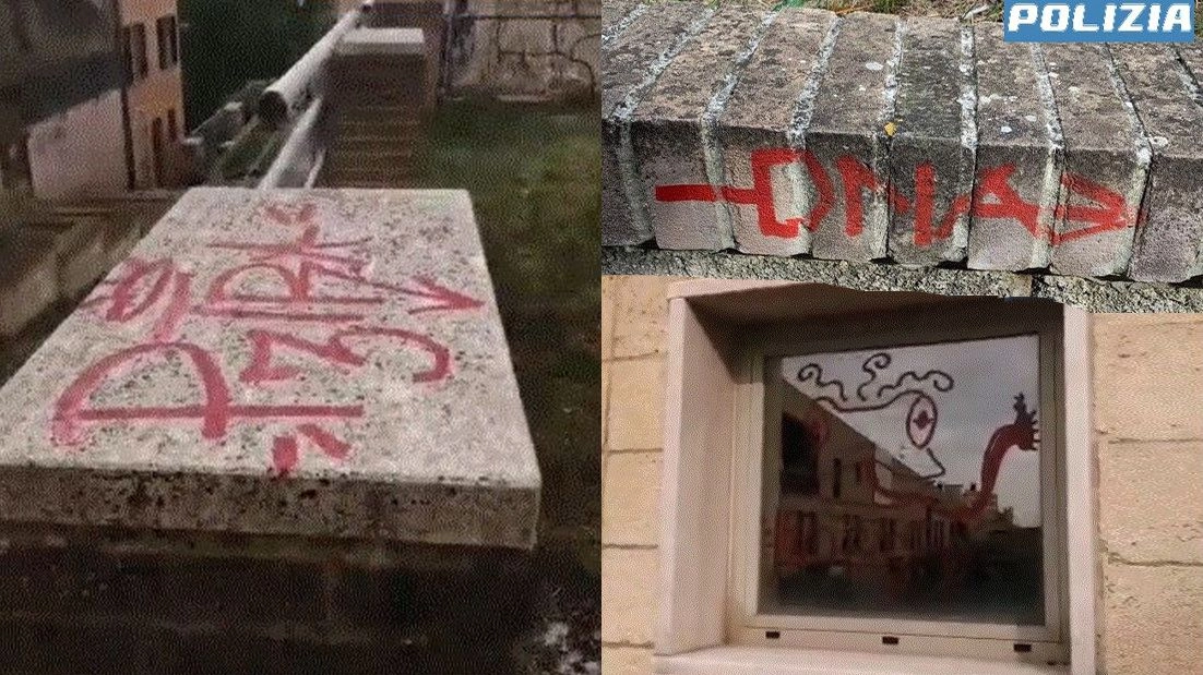 I muri e le finestre imbrattati dai fidanzatini vandali