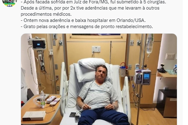 Tweet di Bolsonaro dal suo letto d'ospedale in Florida