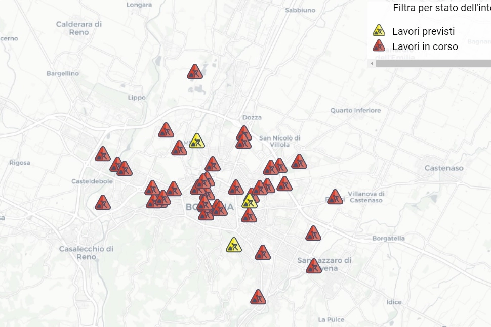 La mappa dei lavori in corso dal 20 febbraio