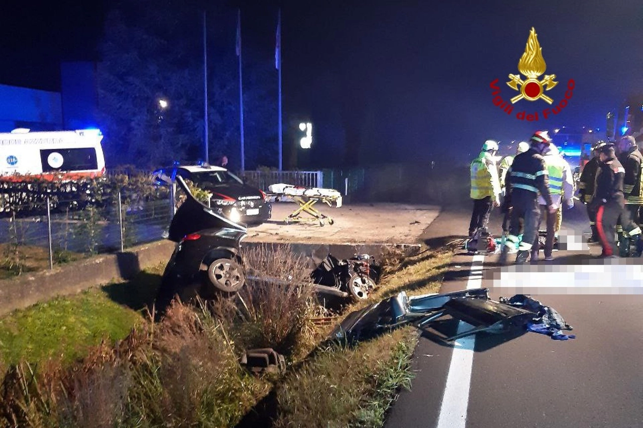 L'Audi A3 finita fuori strada a Ormelle, nel Trevigiano