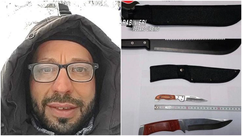 Federico Marcelli. I coltelli e il machete, che si era portato dietro