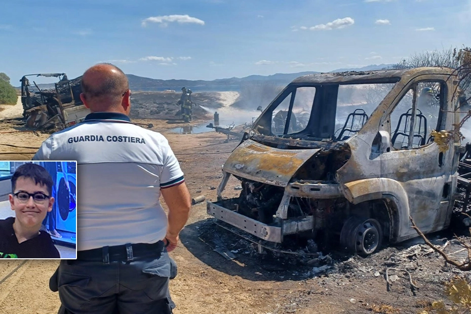 Il camper esploso in Sardegna dove ha perso la vita il piccolo Samuel di Rimini