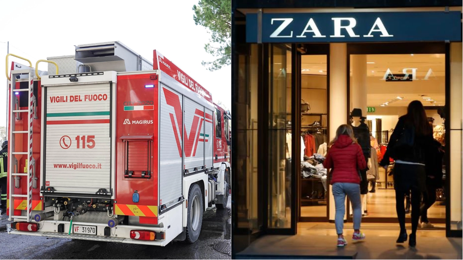 L'incendio è scoppiato nel magazzino del negozio Zara nel centro di Padova