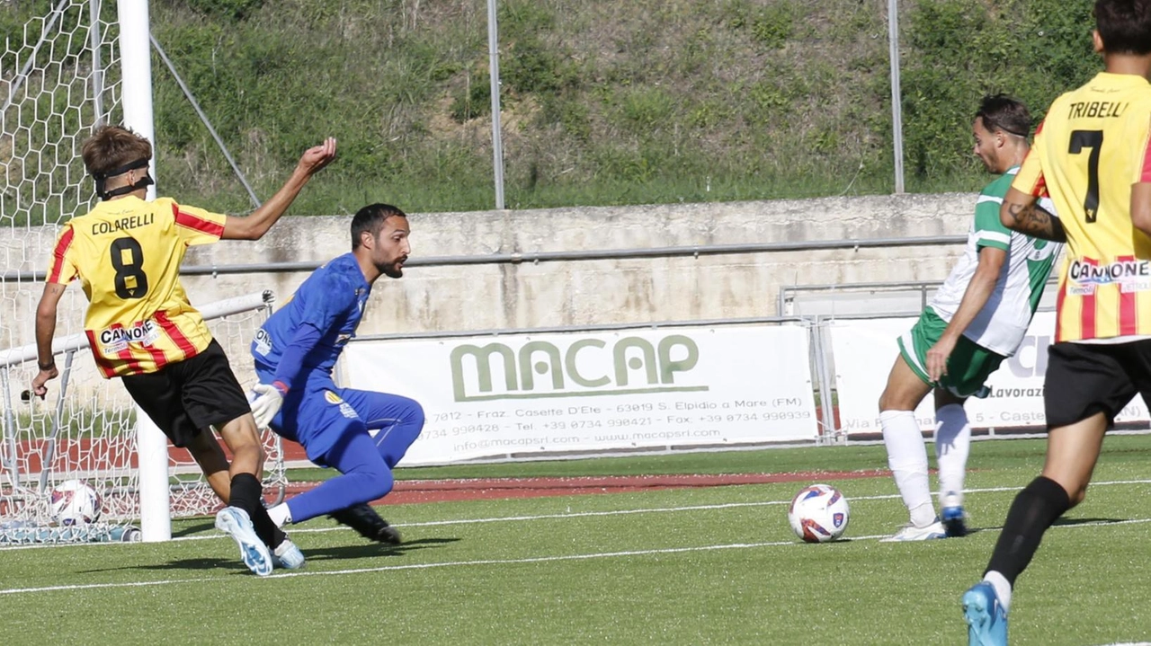 castelfidardo 5 termoli 0 (4-3-1-2): Elezaj; Costanzi (41’ st Castorina), Imbriola, Boccaccini, Fabbri; Miotto, Gambini, Baldini (25’ st Guella); Caprari (31’...