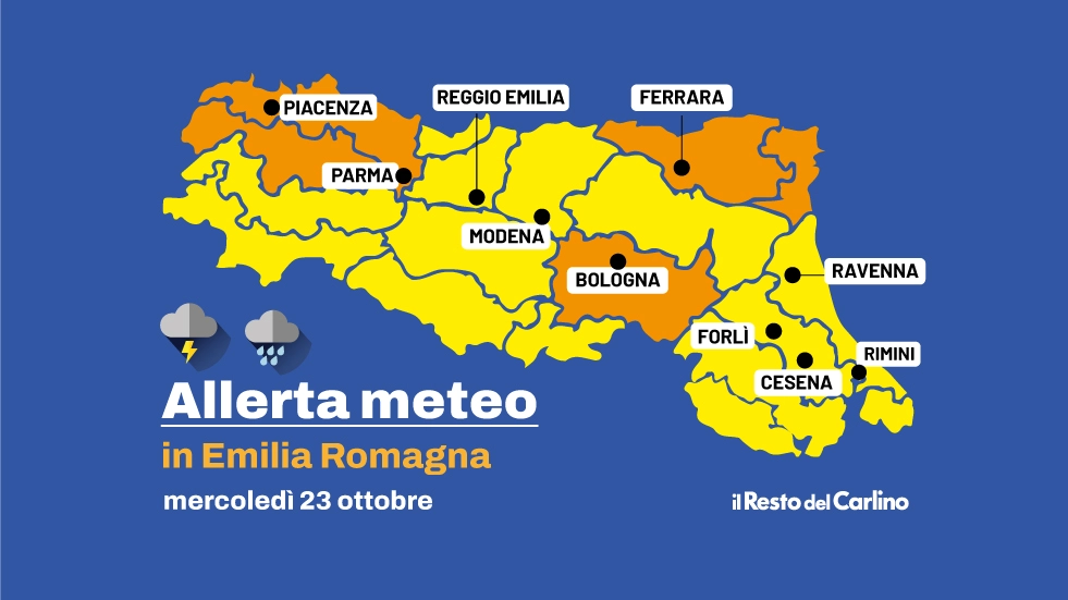 Allerta meteo arancione per mercoledì 23 ottobre