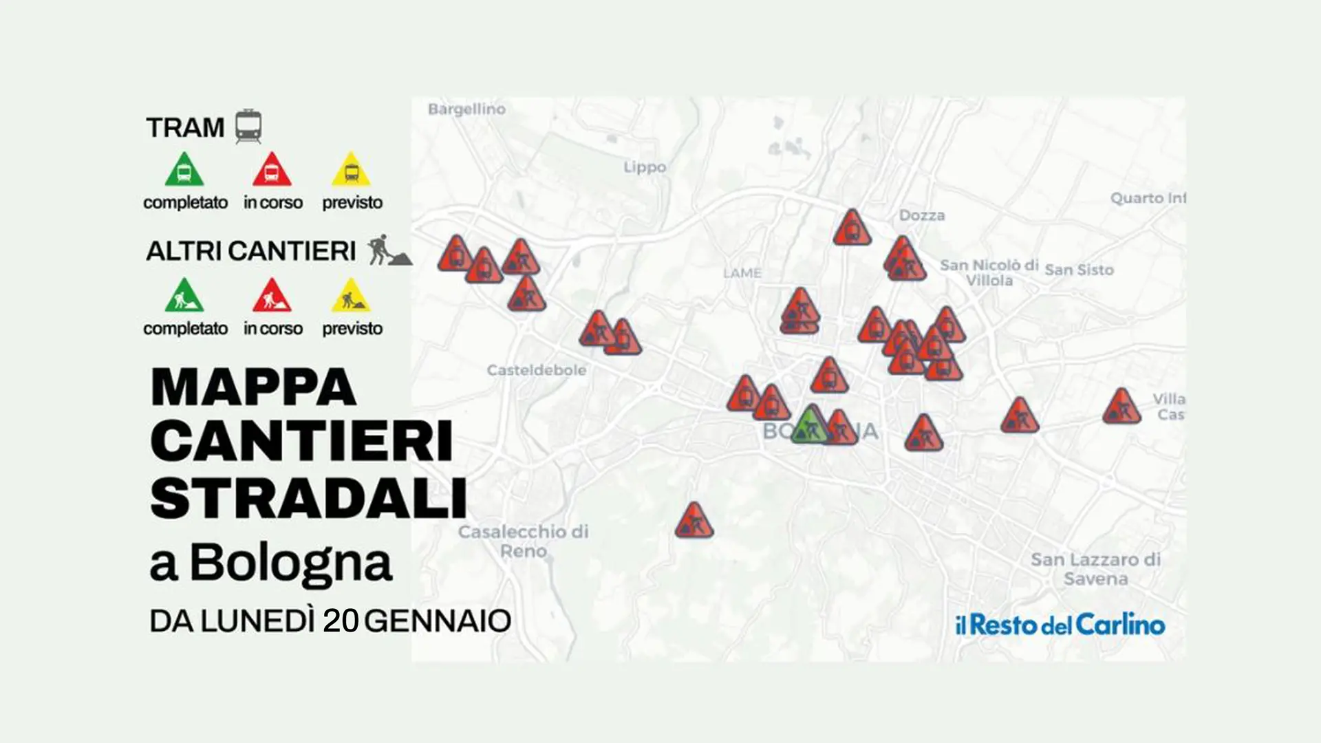 Cantieri a Bologna: i lavori in programma da lunedì 20 gennaio