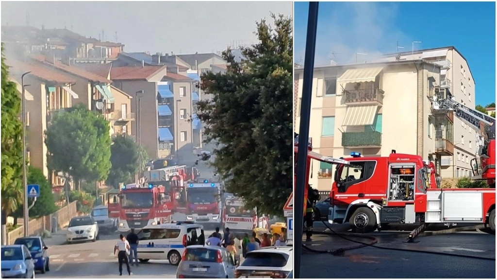 Incendio in via Kennedy a Recanati: appartamento a fuoco (foto Tubaldi)