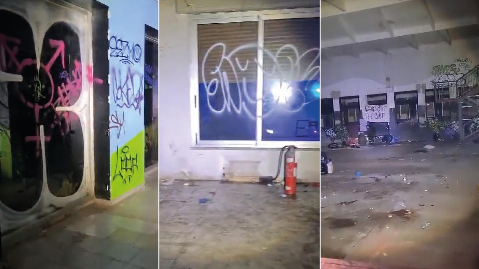 Rave a Bologna: danni e scritte nel capannone. Video