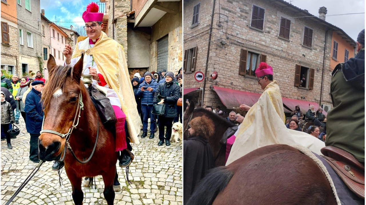 Il Vescovo Andrea Andreozzi benedice animali e persone durante la festa di S. Antonio a Pianello