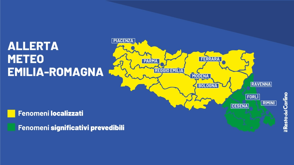 Allerta gialla per forti temporali in Emilia Romagna mercoledì 12 giugno: possibili danni o ruscellamenti
