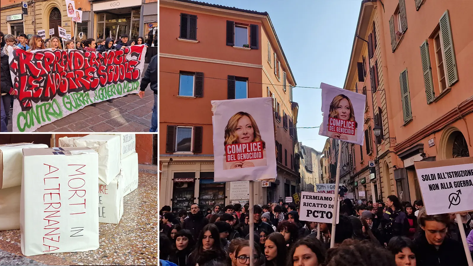 Corteo No Meloni Day a Bologna: lancio di uova, foto imbrattate e manifesti bruciati