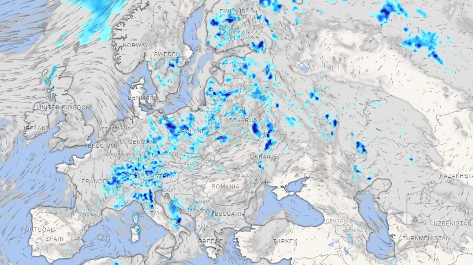 La mappa di Meteored mostra l'evoluzione della nuvolosità in Europa e in Italia il 2 giugno: anche l'Emilia Romagna è tra le regioni interessate dal maltempo