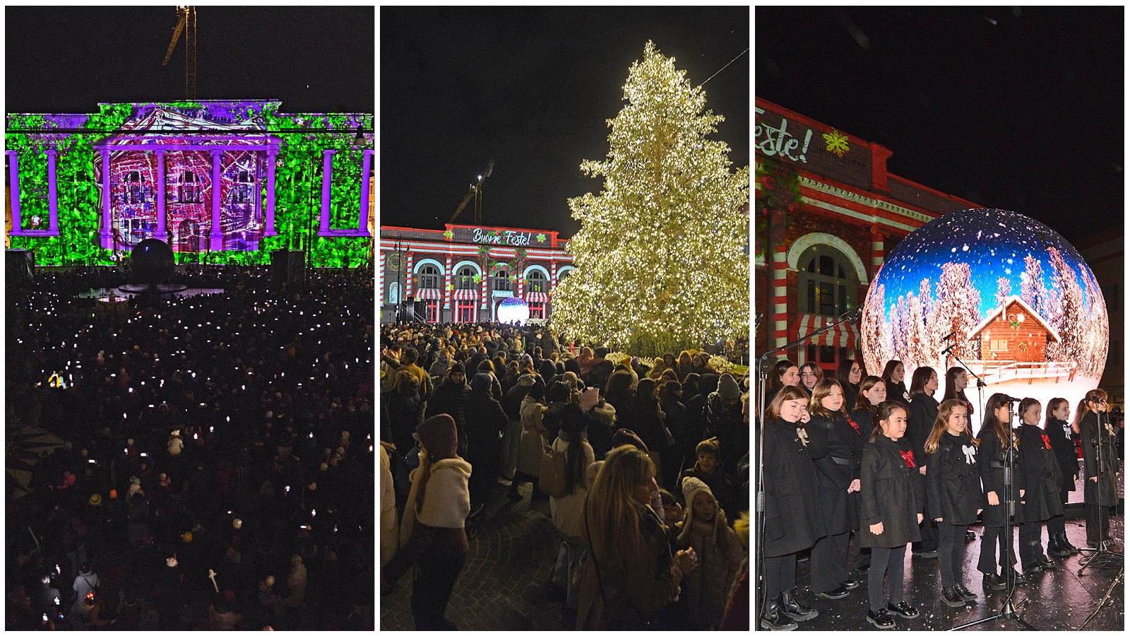 Natale Capitale a Pesaro, 6mila in piazza. L’albero s’accende con un boato e il videomapping incanta